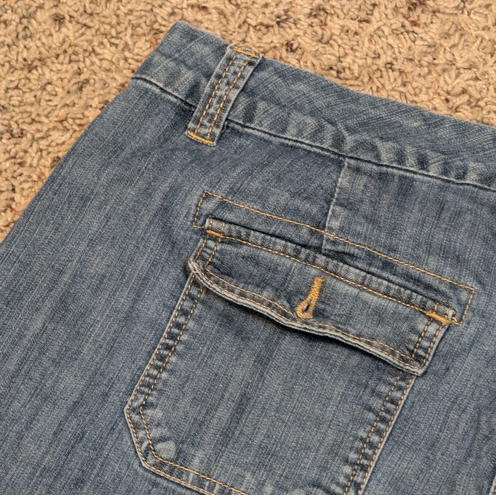 Chico's Classic Blue Denim Bermuda Jean Shorts with Button Detail - Picture 6 of 10